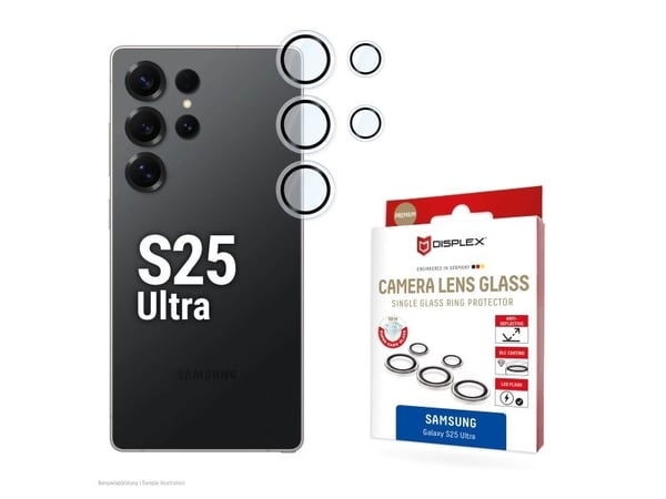 Displex 02127, Samsung, Galaxy S25 Ultra, Støvresistent, Slagbestandig, Ripebestandig, Sort, Gjennomsiktig, 1 stykker