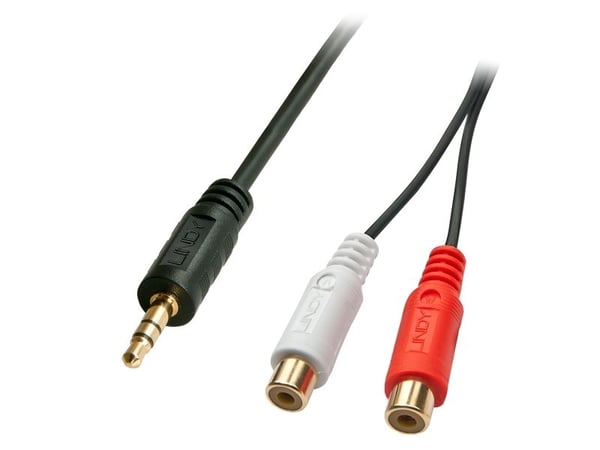 Lindy 35678, 2 x RCA, Hankjønn, 3.5mm, Hunkjønn, 0,25 m, Svart, Rød, Hvit