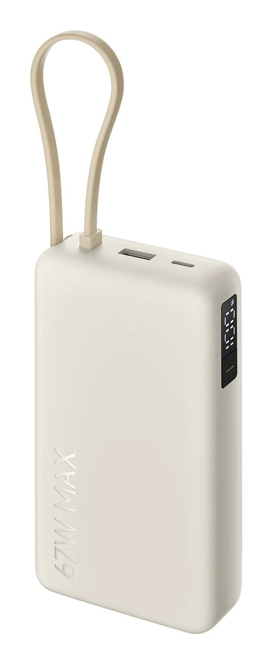 Xiaomi PB2067 - Strømbank - integrated cable - 20000 mAh - 74.37 Wh - 67 watt - 3.25 A - Fast Charge, QC 2.0, QC 3.0, QC 3.5, PD 2.0, Power Deliver...