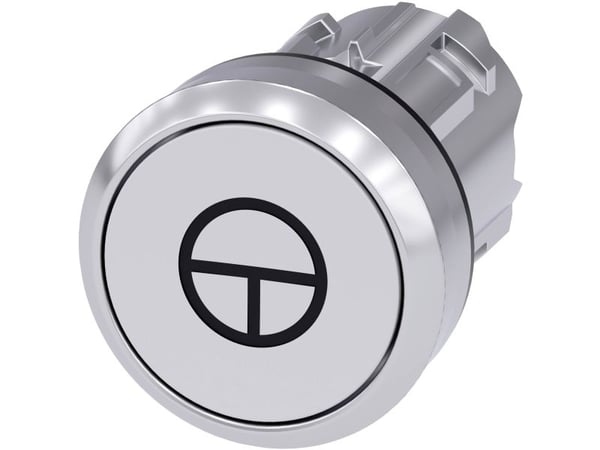 Siemens 3SU10500AB600AB0 3SU1050-0AB60-0AB0 Painike Eturengas metallia, kiiltävä, pyöreä painike hopea, valkoinen 1 kpl