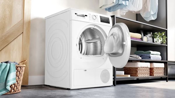 Bosch WTH83004, Frittstående, Frontmatet, Kondensasjon, Hvit, Knapper, Berøringskontroll, 112 l