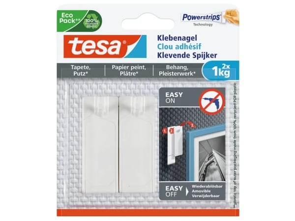 TESA 77773-00000-01, Sisätila, Valokuvakoukku, Valkoinen, Polystyreeni, Liimateippi, 1 kg