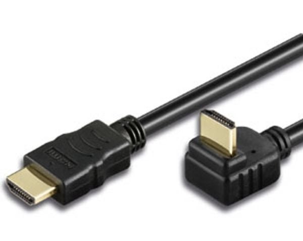 TECHly - HDMI-kabel med Ethernet - HDMI hann vinklet til HDMI hann rett - 5 m - svart - vinklet