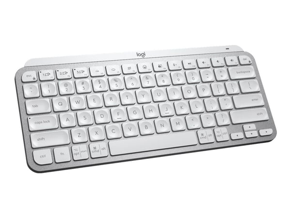Logitech MX Keys Mini, Mini, Langaton, RF Wireless + Bluetooth, Näppäimen saksikytkin, QWERTY, Harmaa