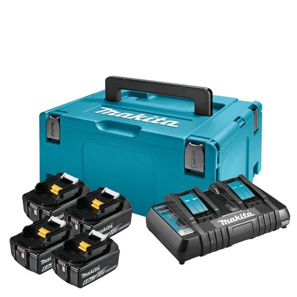 Makita batteri- og laderpakke 18 V 198091-4 4 x 6 Ah, DC18RD