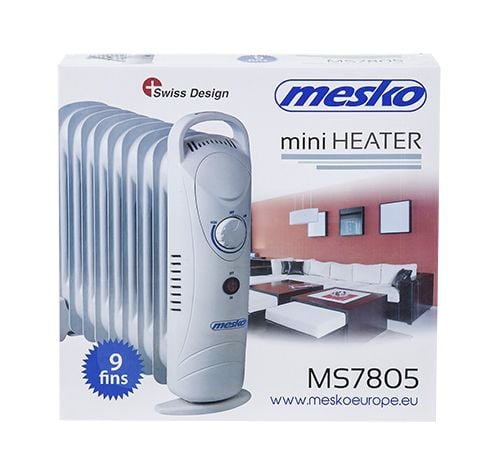 Mesko Home MS7805, Öljysähkölämmitin, Öljy, Sisätila, Lattia, Valkoinen, 1000 W
