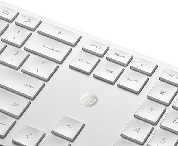 HP 650 langaton näppäimistö- ja hiirisarja, 2,4 GHz, kalvonäppäimistö, valkoinen
