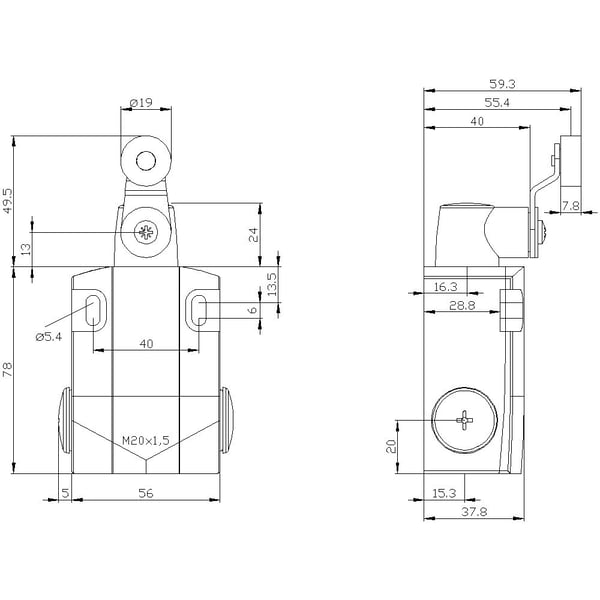 Siemens 3SE51220LH02 3SE5122-0LH02 Pysäytyskytkin 6 A Kääntyvä tanko, metallitanko IP66, IP67 1 kpl 1 kpl