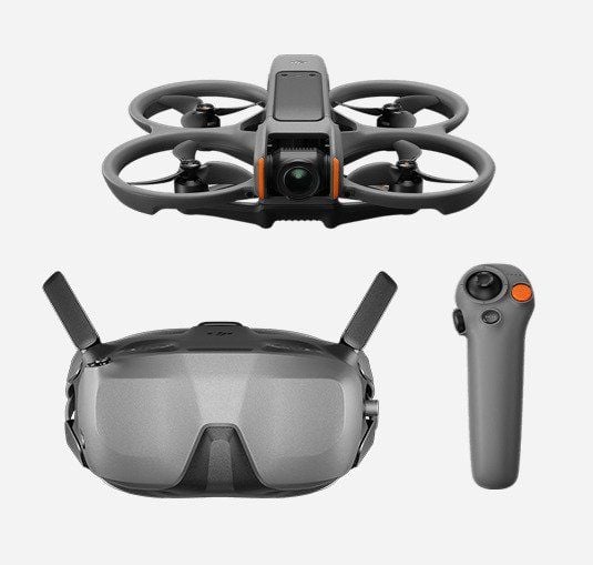 DJI Avata 2 Fly Smart Combo Singel Battery, 4 rotorer, 48 MP, 3840 x 2160 pixlar, 27 m/s, 2150 mAh, Svart, Grå