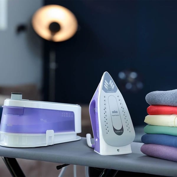 Braun CareStyle 1 IS 1014 - Dampstrykejern med automatisk slukking - såleplate: FreeGlide 3D SuperCeramic - 2200 W - hvit/fiolett
