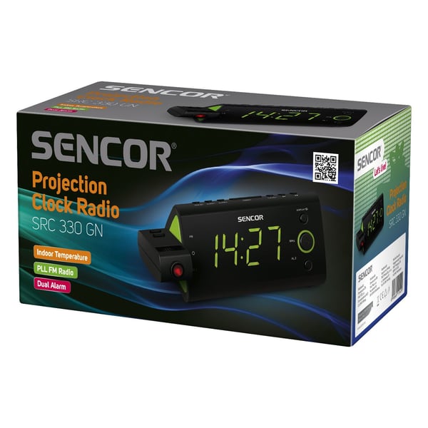Sencor SRC 330 GN RADIOCLOCK, Alam Clock with projector, Digital, FM, ,05 cm (1.2"), Green - 420g