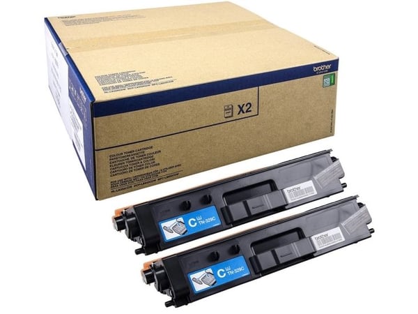 Brother TN329C - 2-pack - cyan - original - tonerkassett - för Brother DCP-L8450CDW