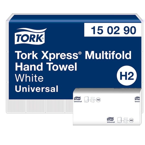 Tork Xpress H2 Multifold 2-lags håndtørk, hvite, 100 % resirkulert - (21 pakker x 226 stk./kartong)