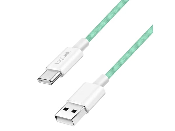 LogiLink CU0327, 1 m, USB A, USB C, USB 2.0, 0,48 Gbit/sek, Grön