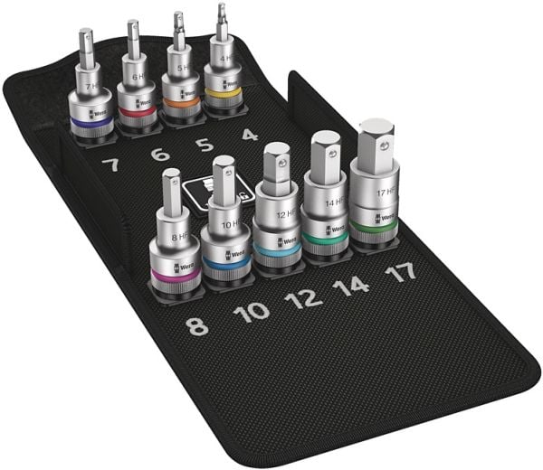 Wera 8740 C HF, Hylssats, 1/2", Metrisk, 9 huvuden, 4,5,6,7,8,10,12,14,17 mm, 1/2"