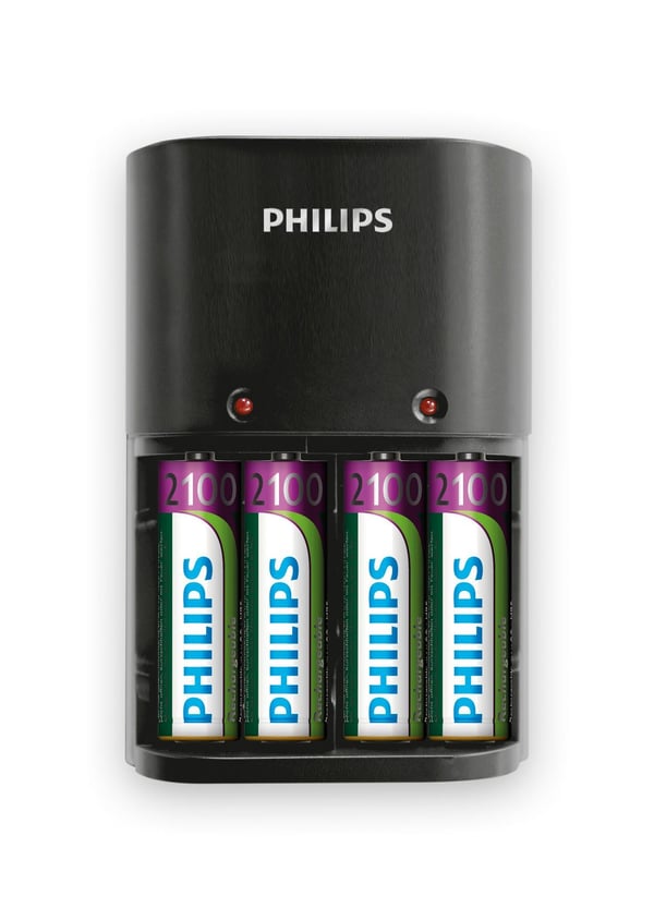 Philips MultiLife Batterilader SCB1490NB/12, Nikkelmetallhydrid (NiMH), AA, AAA, Batterier medfølger