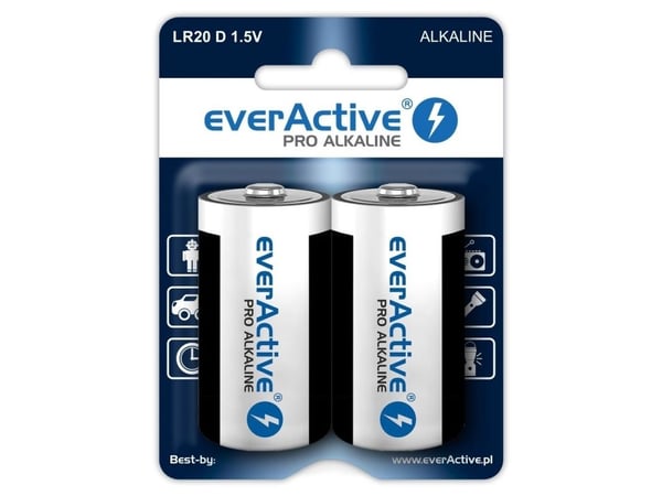 Everactive EVLR20-PRO, Engangsbatteri, D, Alkalinsk, 1,5 V, 2 stykker, 17500 mAh