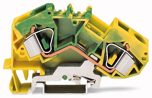 Wago skinneklemme PE 2-leder 16mm2 gul-grønn (783-607)