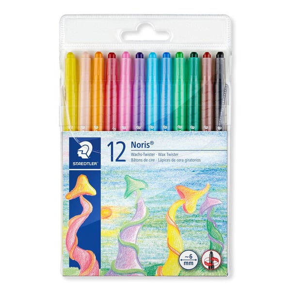 Voksfarver, Staedtler Noris 221 twister, i plastrør, pakke a 12 stk