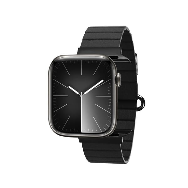 Crong CRG-44ECL-BLK, Klockarmband, Apple, Watch 42/44/45/49 mm, Läder, Rostfritt stål, Svart