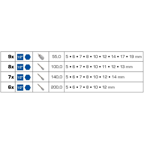 Brilliant Tools BT022030, stikksett, 1/2", 30 hoder, 5,13 kg, 300 mm, 390 mm
