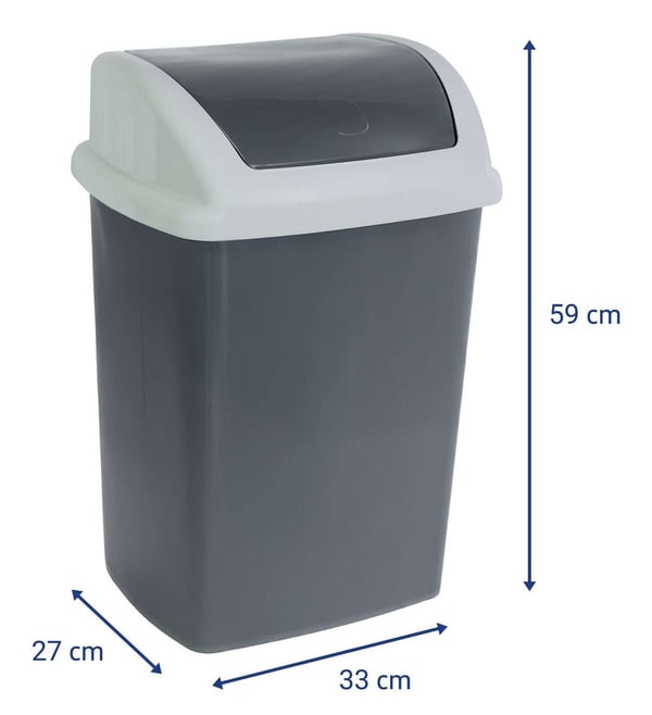 MAUL 9522487, 24 l, Rektangulär, Plast, Polypropylen (PP), Mörkgrå, Vit, Manuell, Plast
