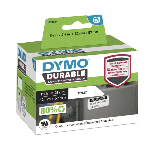 DYMO Durable, Valkoinen, Itse kiinnittyvä tulostintarra, Polypropeeni (PP), LabelWriter Wireless, 4XL, SE450, 450 Twin Turbo, 450 Turbo, 450, 400 T...