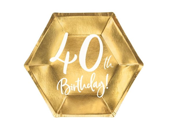 PartyDeco TPP73-40-019M, Tallrik, Sexhörnig, papper, Guld, Monokromatiskt, 6 styck