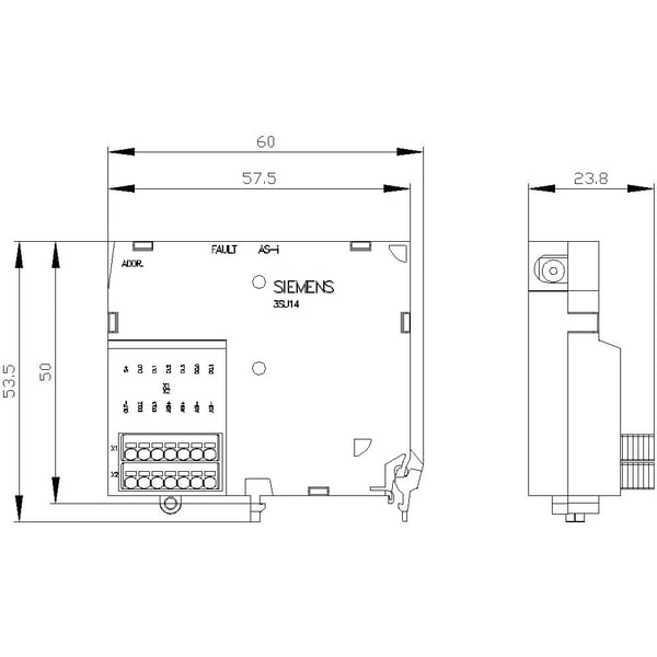 Siemens AS-Interface -moduuli, 4 tuloa ja 4 lähtöä, 3SU, 56 g, 84 mm, 50 mm, 65 mm