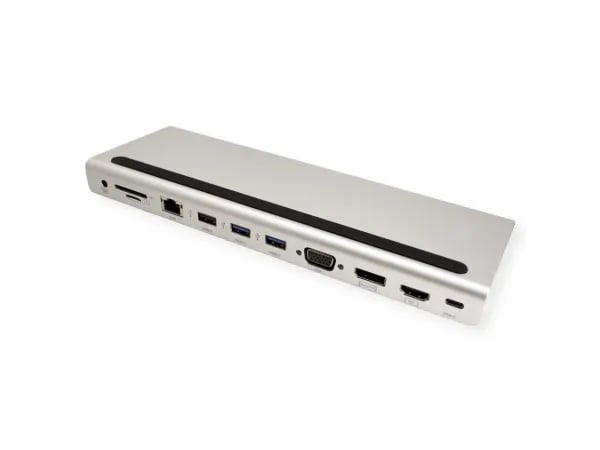 VALUE 12.99.1117, Koblet med ledninger (ikke trådløs), USB 3.2 Gen 2 (3.1 Gen 2) Type-C, Grå, MicroSD (TransFlash), SD, 3840 x 2160 piksler, Aluminium