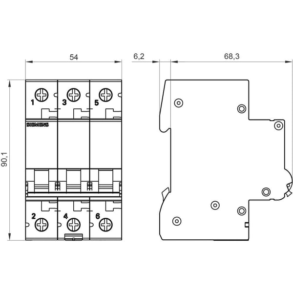 Siemens 5SL6310-7 LS-SCHALTER 6KA Ledningssikkerhedsafbryder 3-polig 10 A 400 V