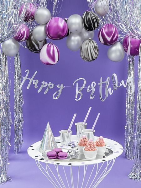 PartyDeco GRL75-018M, Vimpler, Papir, Sølv, Bursdag, Vegg, Gutt/Jente