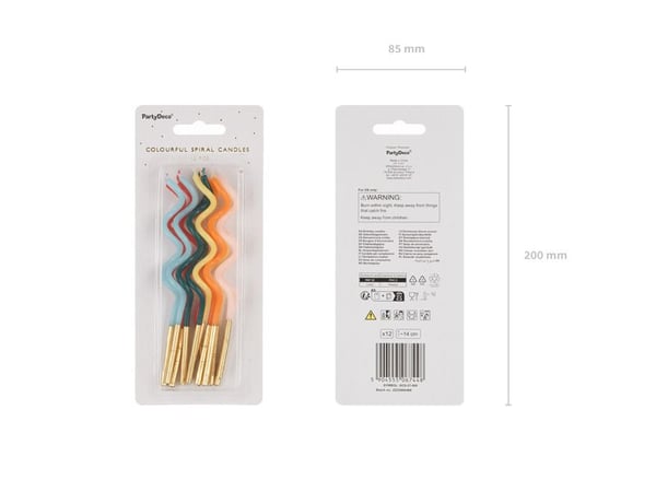 PartyDeco SCS-27-000, Kynttilät, Monivärinen, 12 kpl