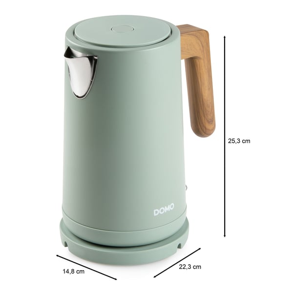 Domo DO9282WK vattenkokare 1,7 L 2200 W med filter, mattgrön