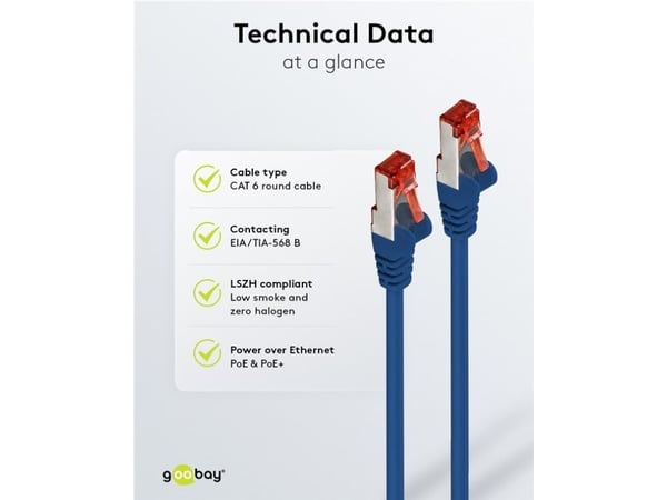 Goobay 66629, 2 m, Cat6, S/FTP (S-STP), RJ-45, RJ-45, Blå, Röd