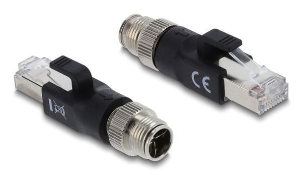 Delock - Nettverksadapter - 8 pin M12-X (hann) til RJ-45 (hann) - CAT 6 - X-kodet, uten hindringer - svart