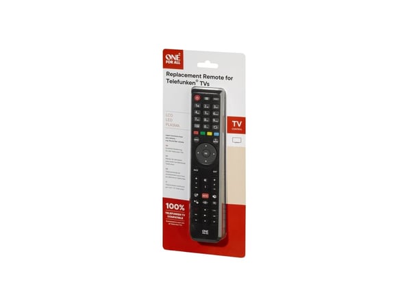 One For All TV Replacement Remotes Telefunken-television vaihtokaukosäädin, TV, IR Langaton, Painikkeiden painaminen, Musta