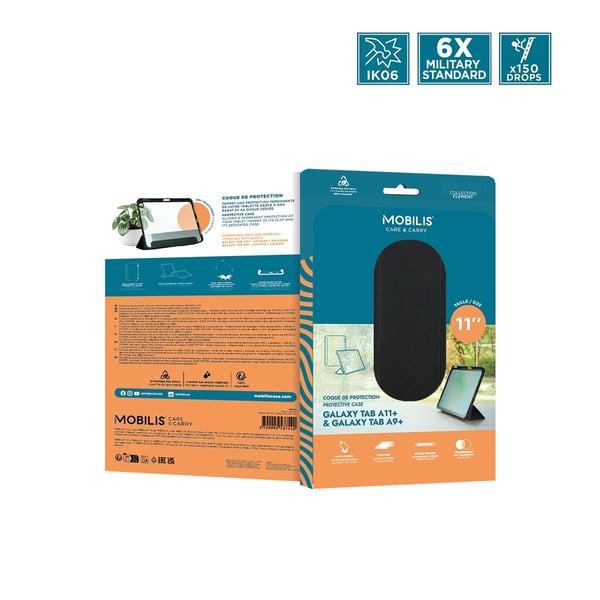Mobilis EDGE 2 - Lommebok for nettbrett - forsterkede hjørner - svart, gjennomsiktig - for Samsung Galaxy Tab A11+