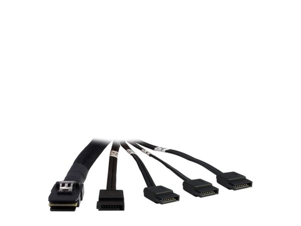 Inter-Tech - SATA/SAS-kabel - Serial ATA 150/300/600 - övergång - 36 stifts 4i Mini MultiLane till SATA - 65 cm - svart