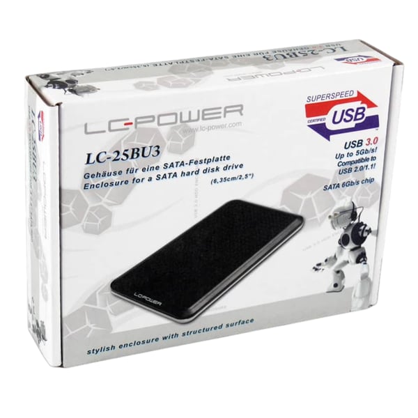 LC Power LC-25BU3 - Drevkabinett - 2.5" - SATA 6Gb/s - USB 3.0 - svart