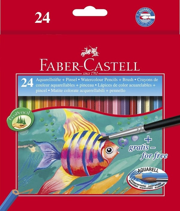 Faber-Castell - Sivellin ja värillinen sivellinsarja - vesiväri (24 kpl)