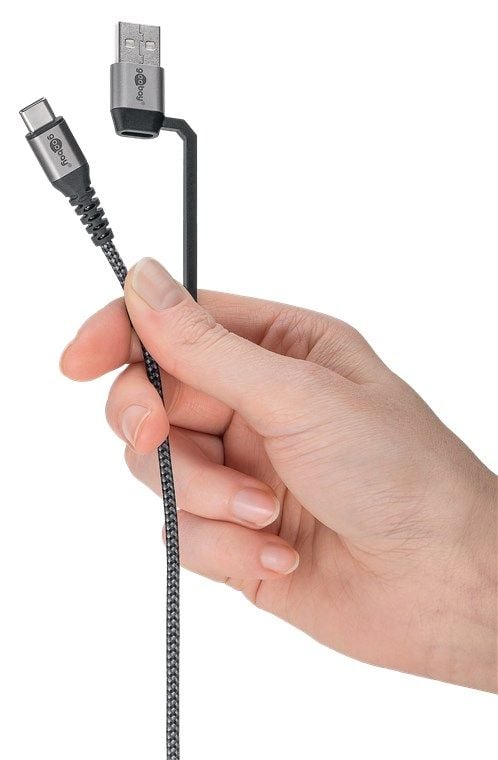 Goobay 70277, 3 m, USB C, USB C, USB 2.0, 0,48 Gbit/s, Svart, Grå