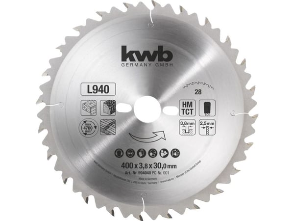 kwb 594040, havupuu, polttopuu, lastulevy, 40 cm, 3 cm, volframikarbidikärki (TCT), 3,8 mm, 1 kpl
