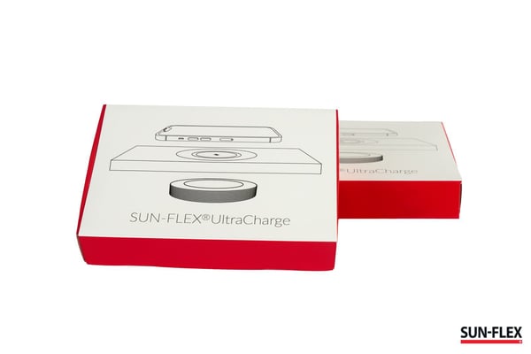 SUN-FLEX® UltraCharge - Qi-yhteensopiville laitteille - helppoon asennukseen 12–30 mm:n pöytälevyjen alle - ilman reikien poraamista pöytälevyyn