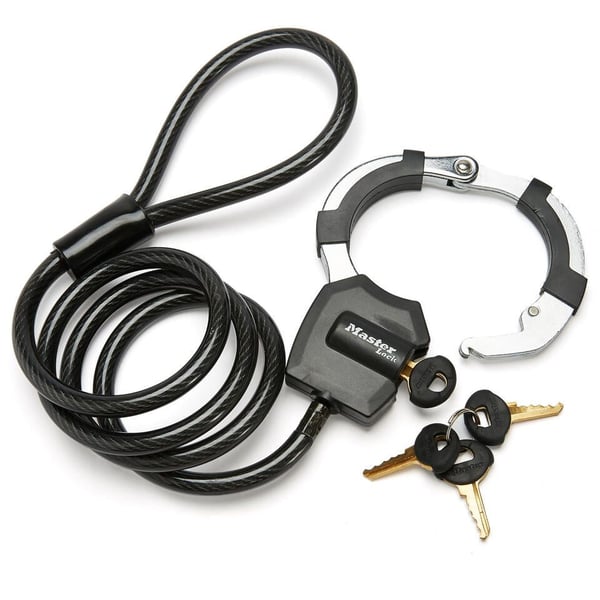 MASTER LOCK Street Cuff, Wirelås, Svart, Stål, nyckel, 1000 mm, 8 mm