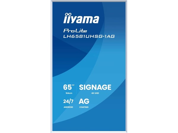 iiyama ProLite LH6581UHSG-1AG - 65" Diagonal klass (64.5" visbar) LED-bakgrundsbelyst LCD-skärm - digital skyltning - med inbyggd SoC-mediespelare ...