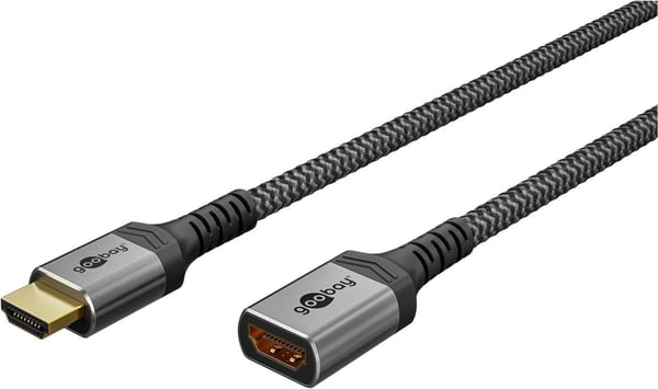 Goobay 79105, 1,5 m, HDMI Type A (Standard), HDMI Type A (Standard), 3D, 48 Gbit/s, Svart, Sølv