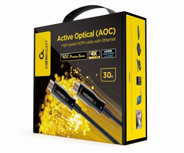 Cablexpert - High Speed - HDMI-kabel med Ethernet - HDMI hann til HDMI hann - 30 m - fiberoptisk - Active Optical Cable (AOC)