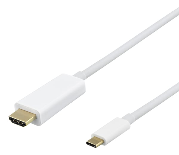 DELTACO - Adapterkabel - USB-C hane till HDMI hane - 2 m - vit - 4K60Hz (3840 x 2160) stöd