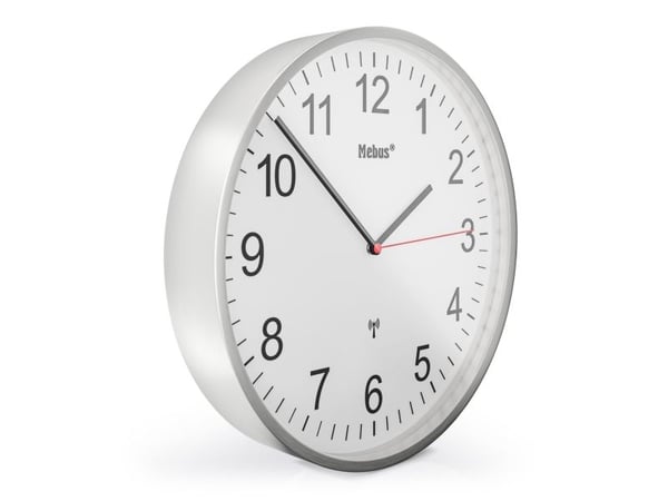 Mebus 19411, Vägg, Mechanical clock, Rund, Vit, Metall, Modern